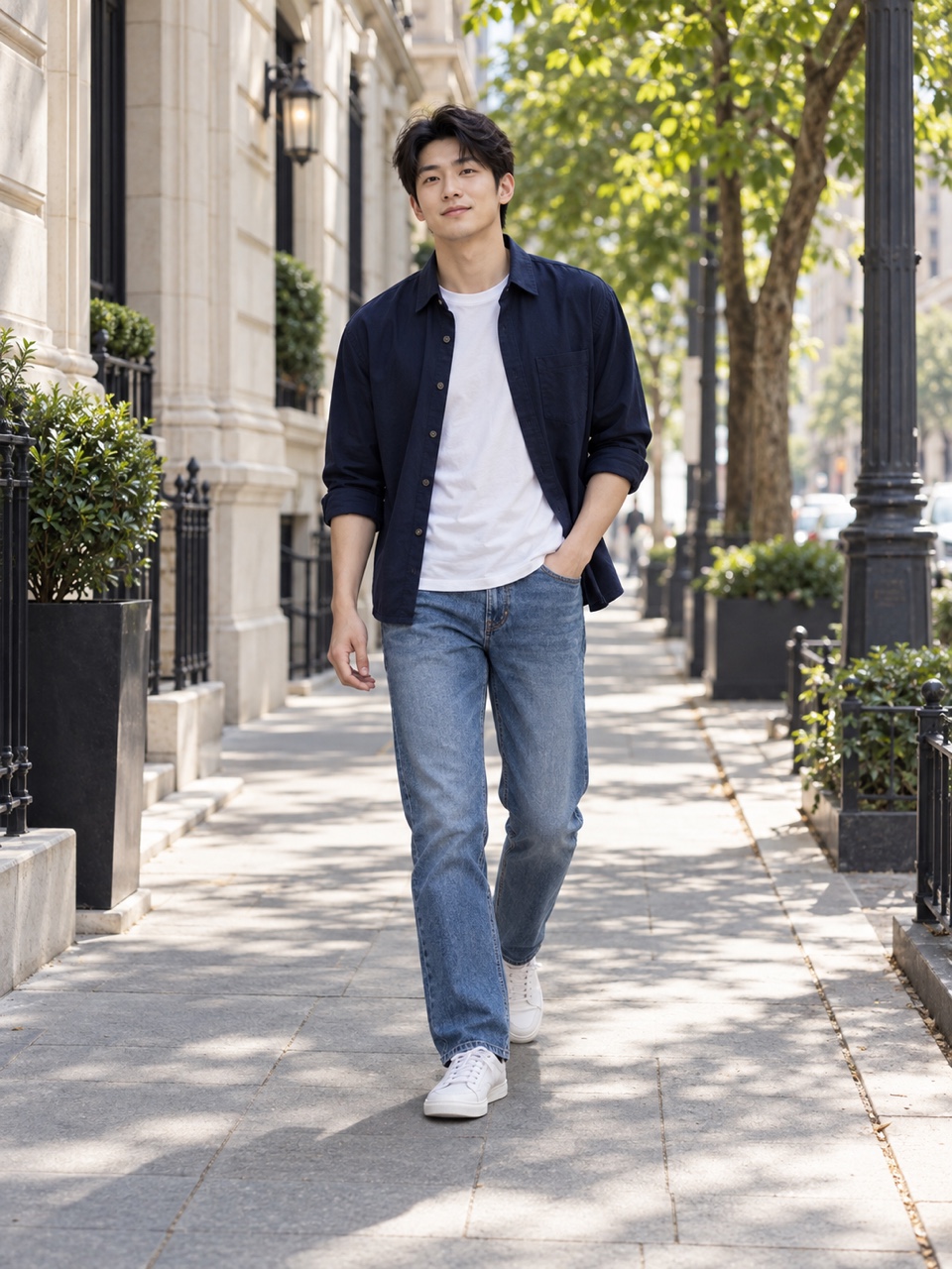 男生在城市街区的站姿参考